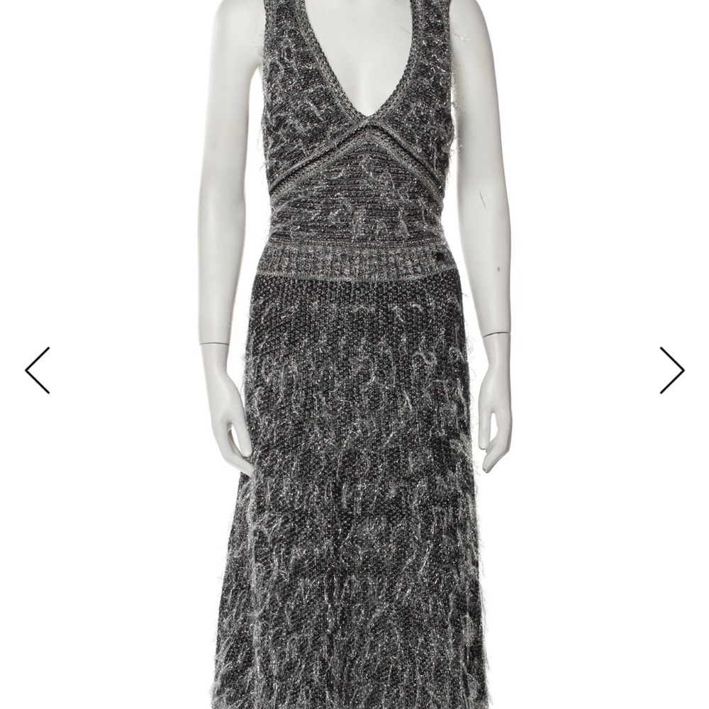 CHANEL Black and Silver Midi Dress